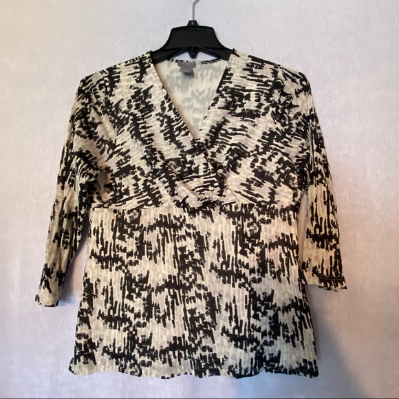Ann Taylor black and grey printed blouse - Picture 1 of 3
